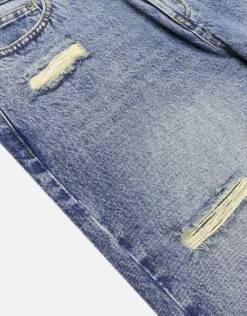Distressed Baggy Fit Jeans in Acid Wash Blue