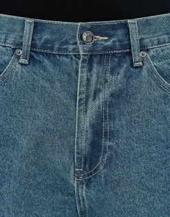 Distressed Relaxed Fit Denim Shorts in Acid Wash Blue