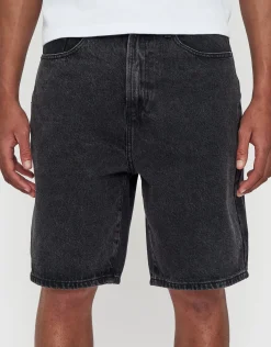 Distressed Relaxed Fit Denim Shorts in Acid Wash Blue
