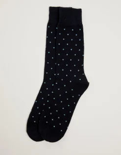 Ditsy Dress Socks in Navy