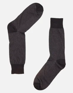 Dobby Dress Socks in Brown