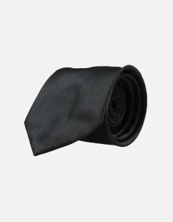 Dot Textured Slim Tie in Black
