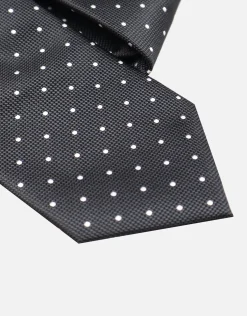Dot Textured Slim Tie in Black