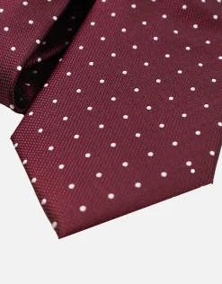 Dot Textured Slim Tie in Burgundy