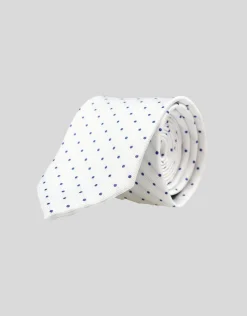 Dot Textured Slim Tie in Off White