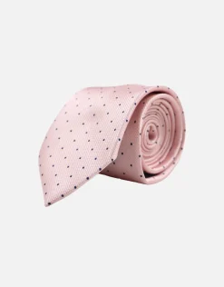 Dot Textured Slim Tie in Pink