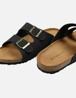 Double Strap Sandals in Black