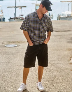 Dragon Check Quarter Zip Short Sleeve Shirt in Blue Check