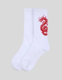 Dragon Crew Socks in White