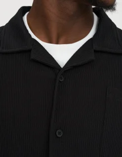Dragon Ribbed Short Sleeve Shirt in Black