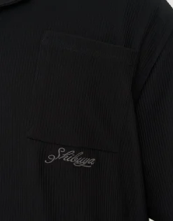 Dragon Ribbed Short Sleeve Shirt in Black