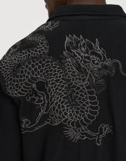 Dragon Ribbed Short Sleeve Shirt in Black