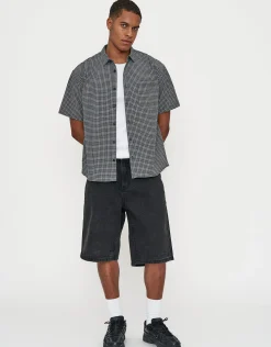 Dragons Embroidered Baggy Fit Jorts in Washed Black