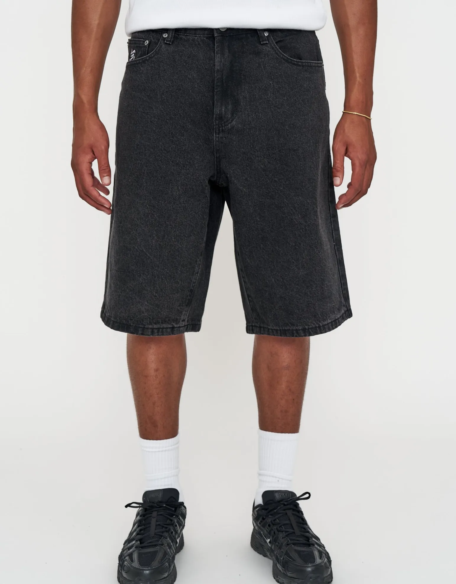 Dragons Embroidered Baggy Fit Jorts in Washed Black