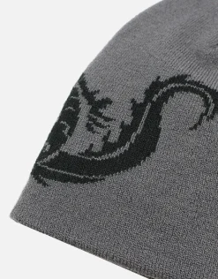 Dragon Skull Beanie in Charcoal