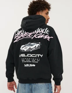 Drift Mode Hoodie in Washed Black