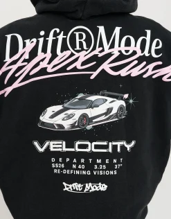 Drift Mode Hoodie in Washed Black