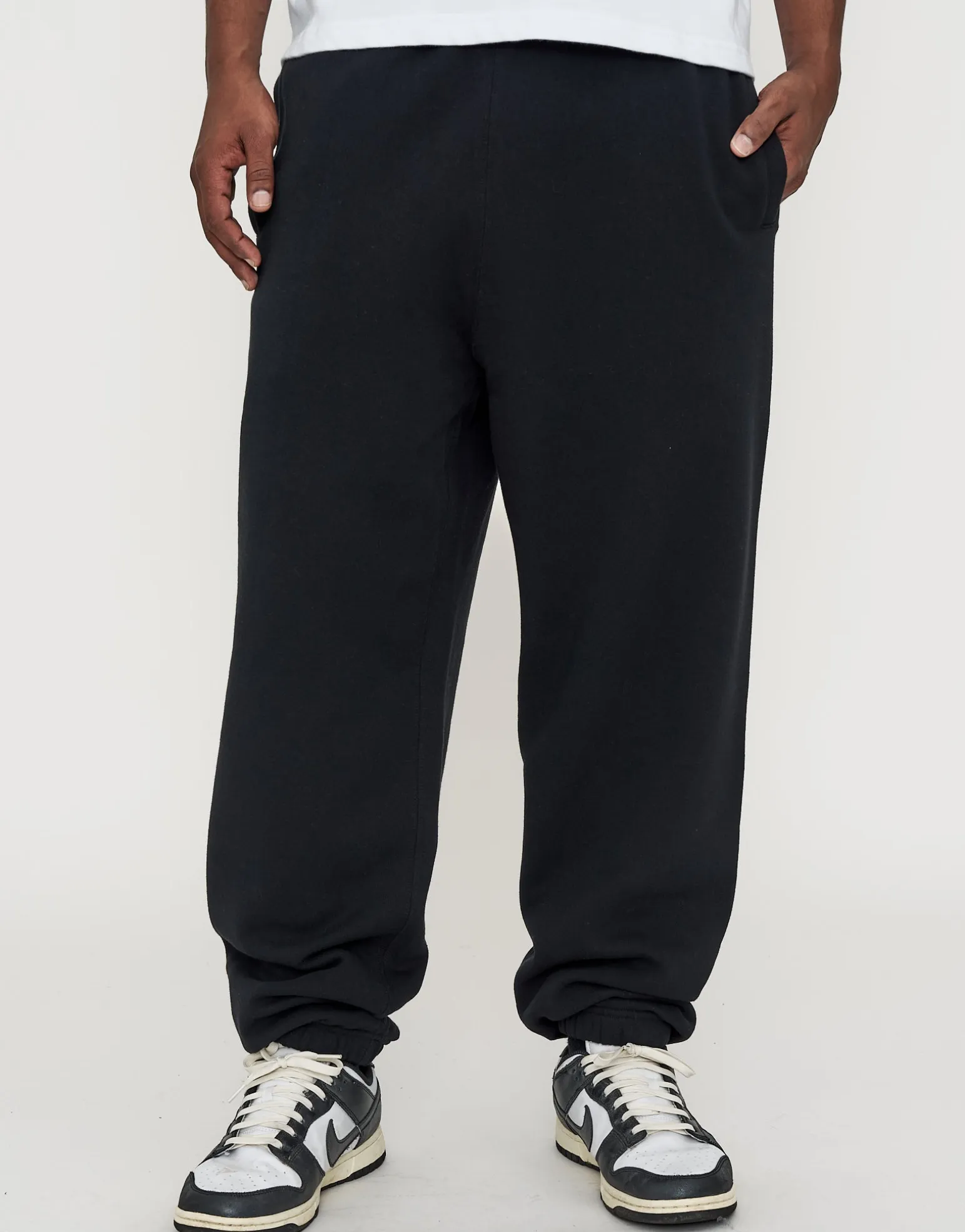 Essential Baggy Cuffed Track Pants in Grey Marle
