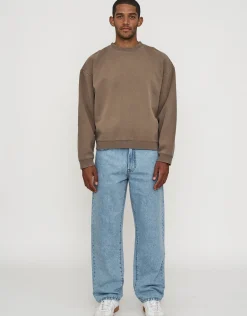 Essential Cropped Oversized Crew Neck Sweat in Moon