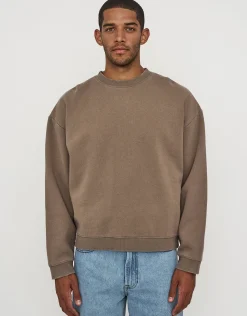 Essential Cropped Oversized Crew Neck Sweat in Moon