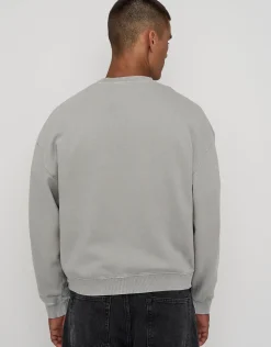 Essential Cropped Oversized Crew Neck Sweat in Brown
