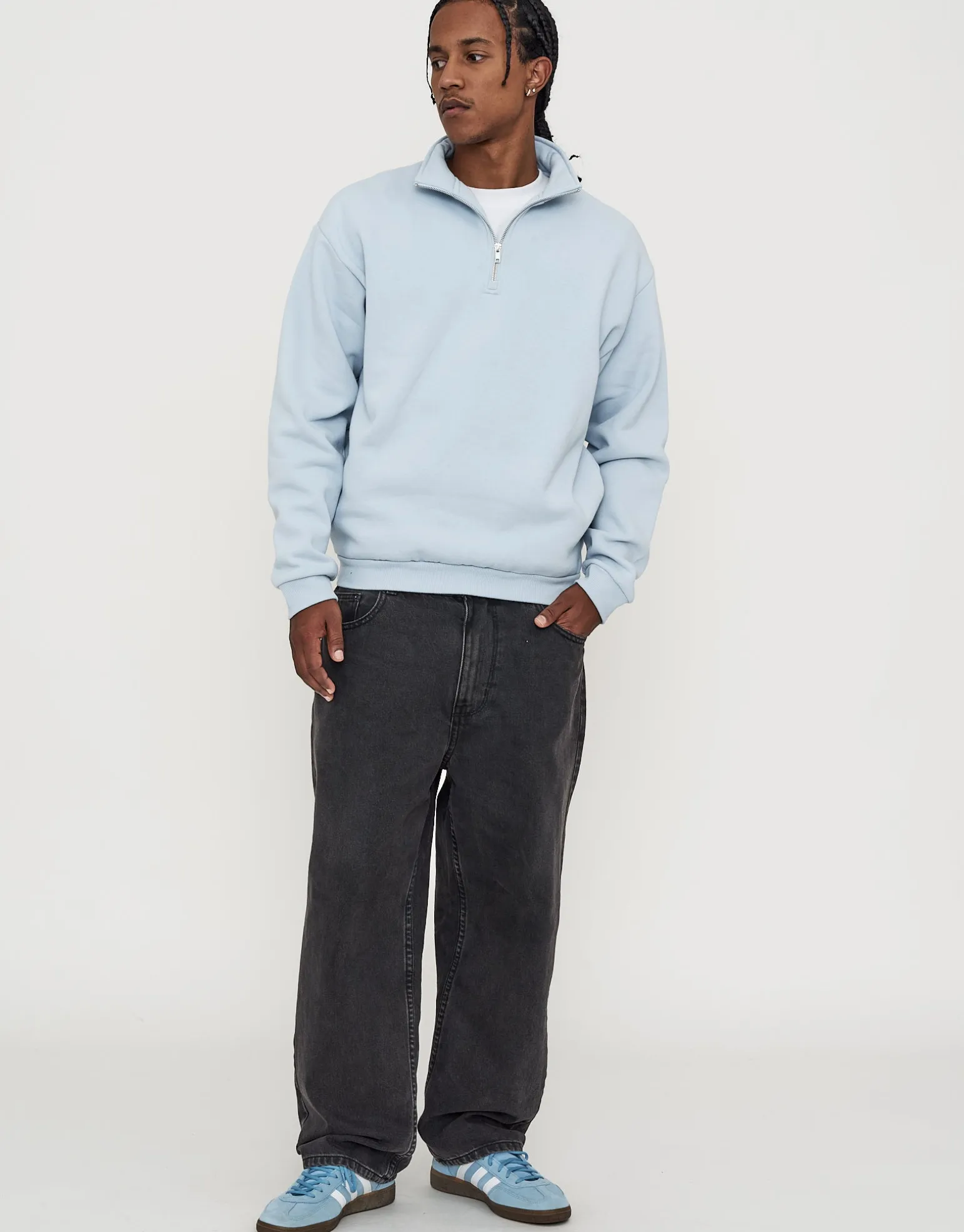 Essential Oversized Quarter Zip Sweat in Ecru