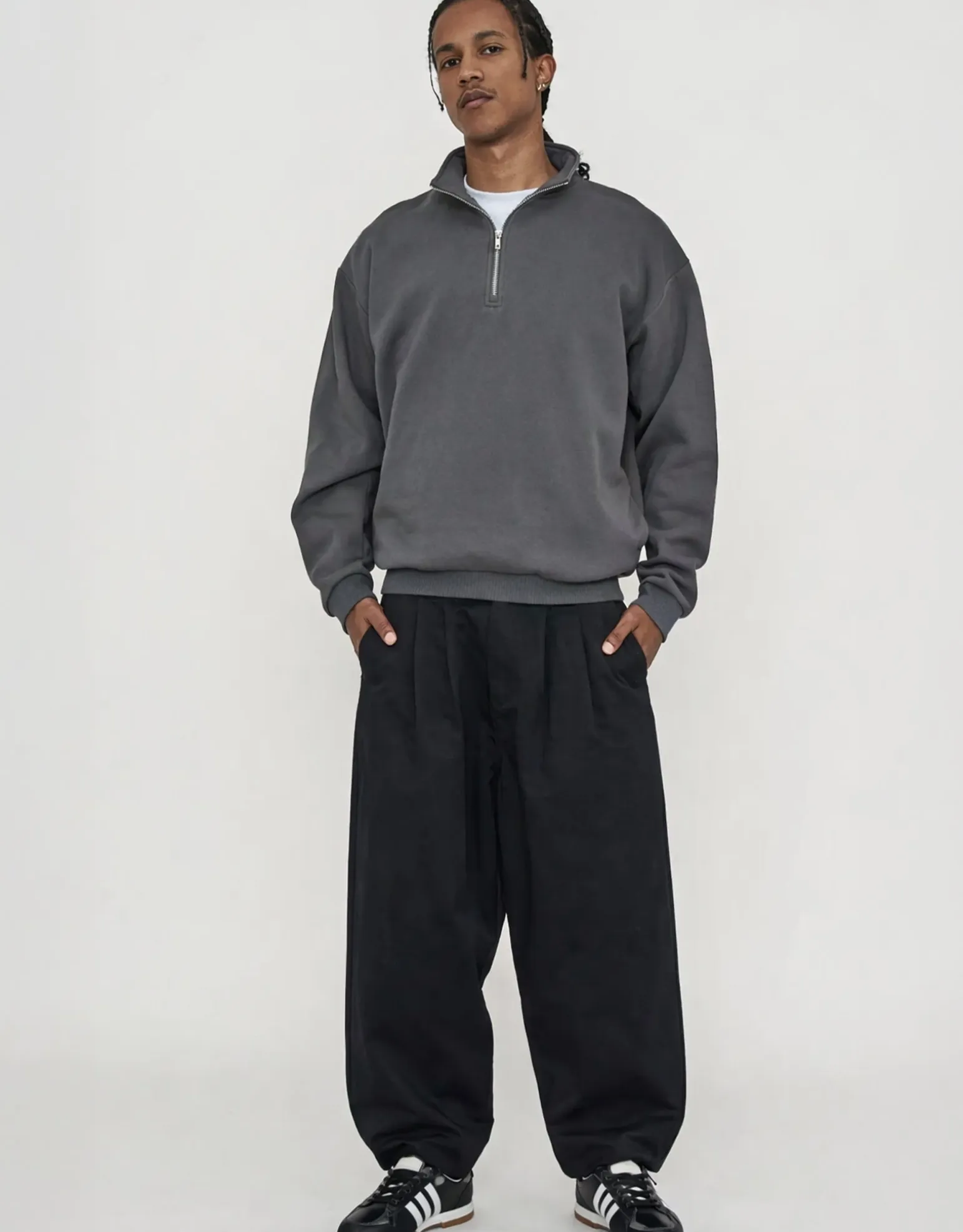 Essential Oversized Quarter Zip Sweat in Ecru