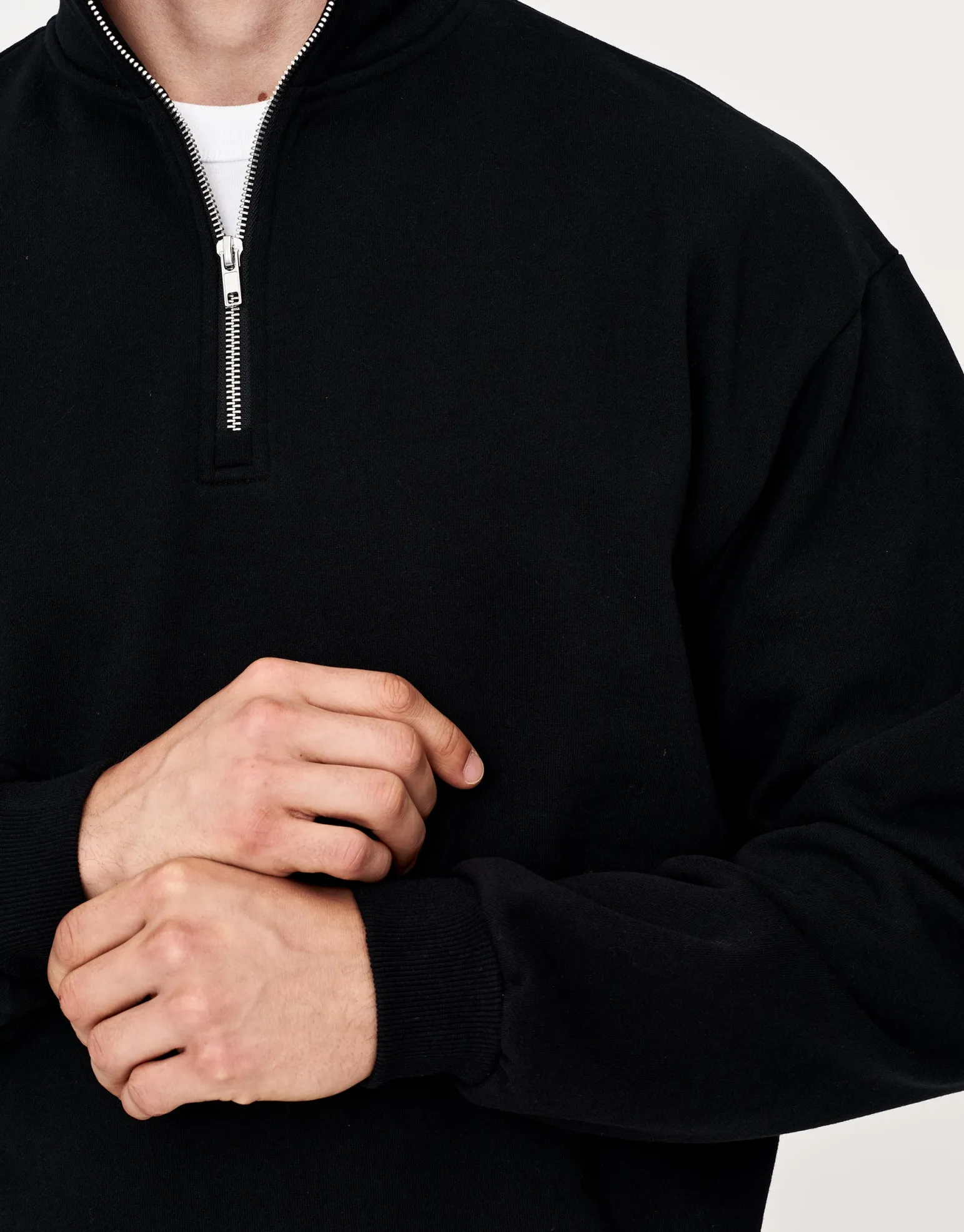 Essential Oversized Quarter Zip Sweat in Ecru