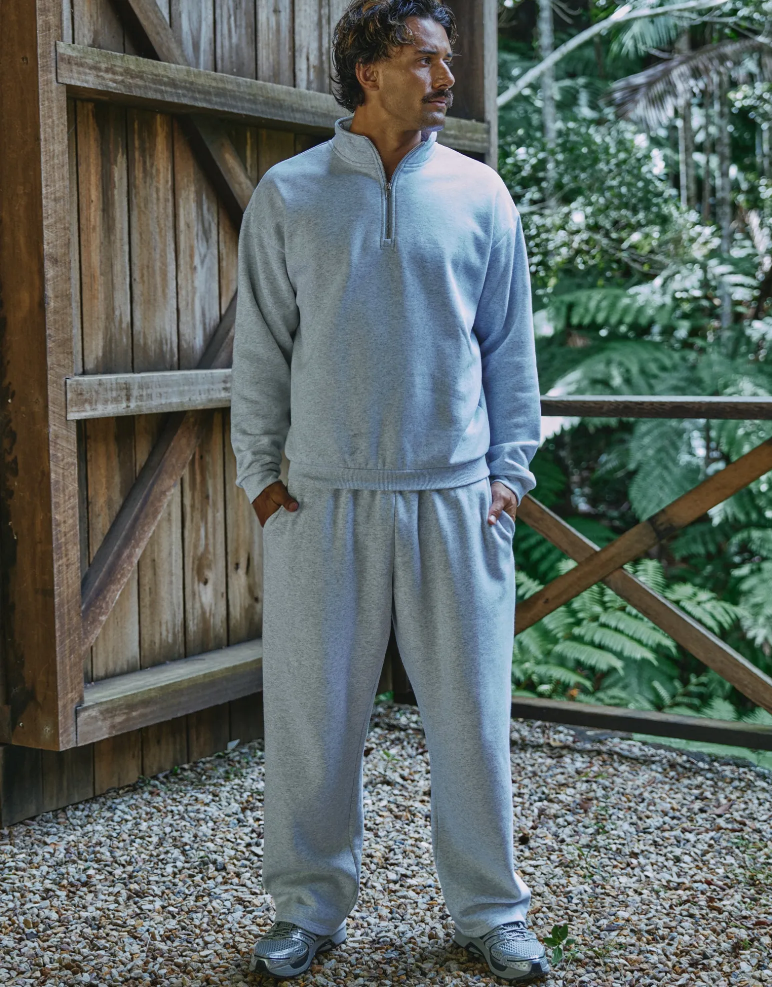 Essential Oversized Quarter Zip Sweat in Ecru