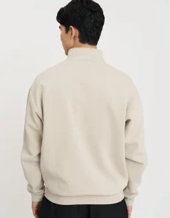 Essential Oversized Quarter Zip Sweat in Fog Blue