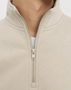 Essential Oversized Quarter Zip Sweat in Fog Blue