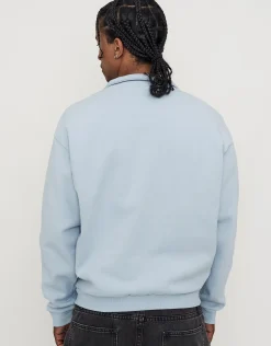 Essential Oversized Quarter Zip Sweat in Fog Blue