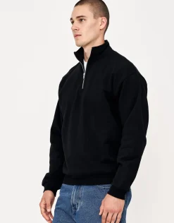 Essential Oversized Quarter Zip Sweat in Fog Blue