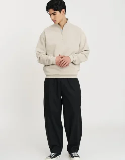 Essential Oversized Quarter Zip Sweat in Fog Blue