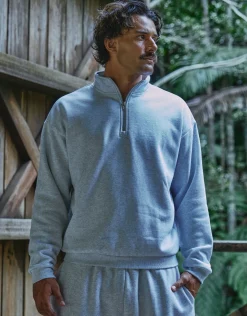 Essential Oversized Quarter Zip Sweat in Fog Blue