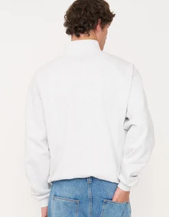 Essential Oversized Quarter Zip Sweat in Snow Marl