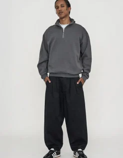 Essential Oversized Quarter Zip Sweat in Snow Marl