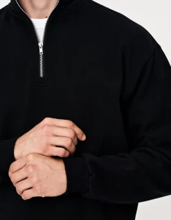 Essential Oversized Quarter Zip Sweat in Snow Marl