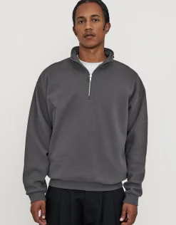 Essential Oversized Quarter Zip Sweat in Snow Marl