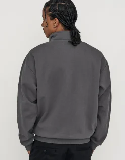 Essential Oversized Quarter Zip Sweat in Snow Marl