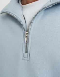 Essential Oversized Quarter Zip Sweat in Snow Marl