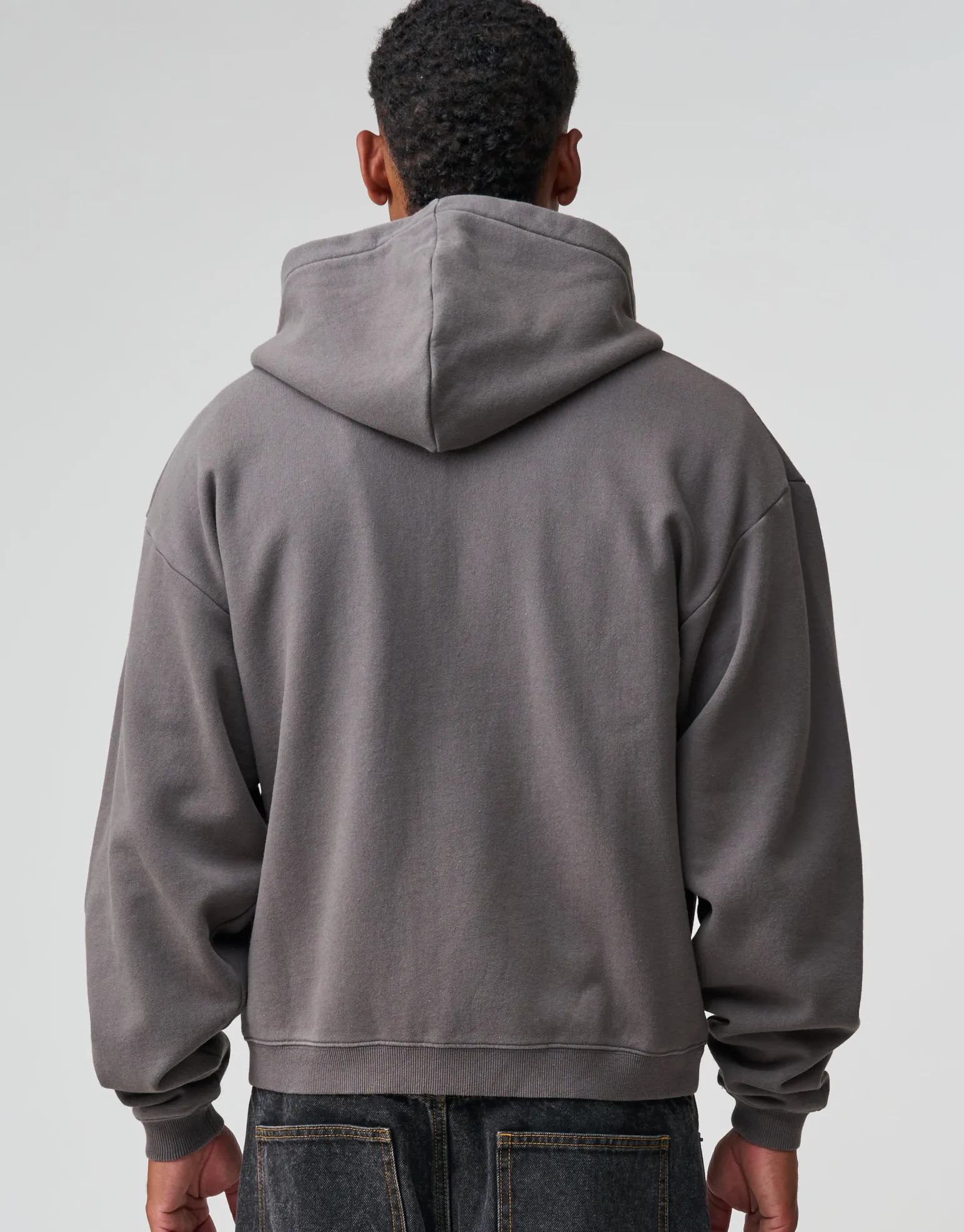 Essential Oversized Zip Up Hoodie in Washed Grey