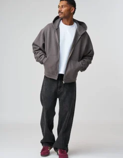 Essential Oversized Zip Up Hoodie in Washed Grey
