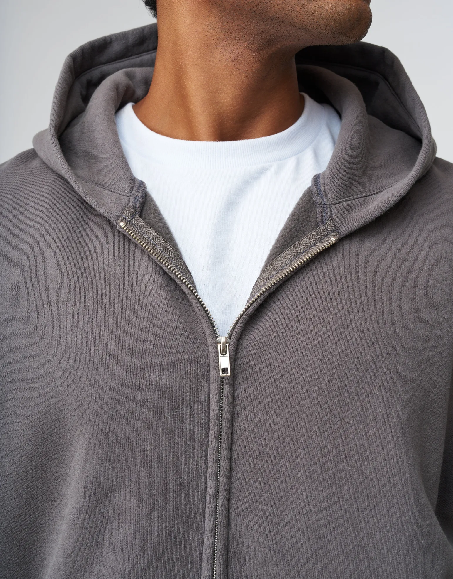 Essential Oversized Zip Up Hoodie in Washed Grey