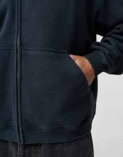 Essential Oversized Zip Up Hoodie in Washed Black