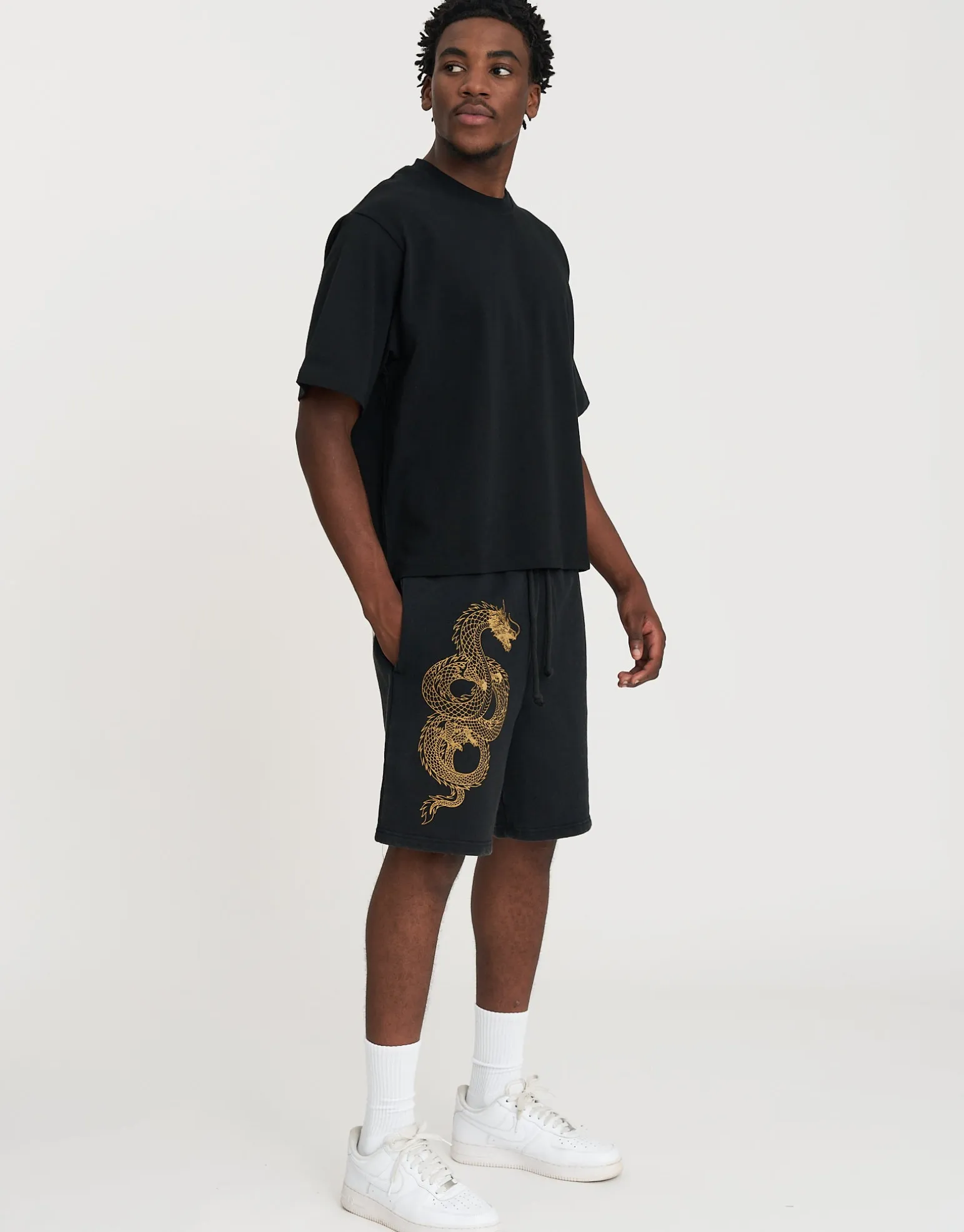 Eternal Baggy Track Shorts in Washed Black