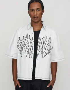 Eternal Cropped Short Sleeve Shirt in Blanc