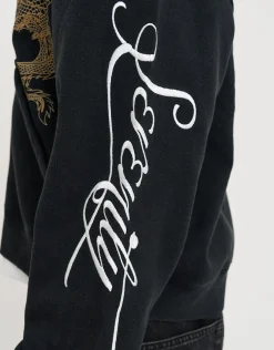 Eternal Dragon Zip Up Hoodie in Black