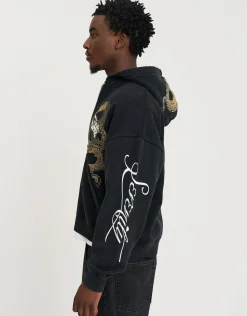 Eternal Dragon Zip Up Hoodie in Black