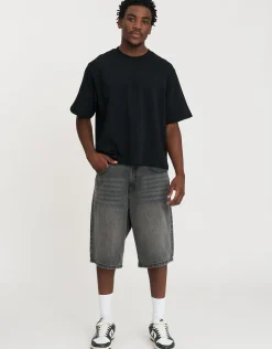 Eternity Wings Baggy Fit Jorts in Washed Black